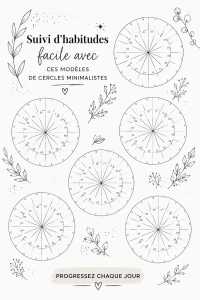 Gabarits circulaires colorés pour le suivi des habitudes sur un bureau.
