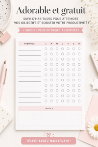 Modèle coloré de suivi d'habitudes à imprimer pour une meilleure productivité