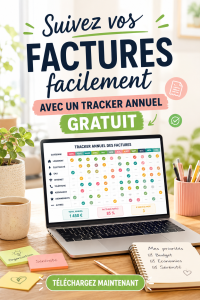Femme utilisant un tracker de factures sur son ordinateur portable dans un cadre chaleureux.