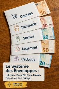 Un ensemble d'enveloppes avec des étiquettes pour un budget organisé