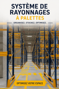 Système de rayonnage en entrepôt organisé avec des produits bien rangés