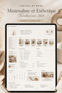 Tableau de bord Notion minimaliste avec design élégant
