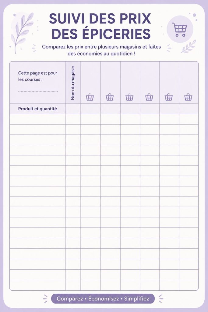 Tableau de suivi des dépenses alimentaires sur une table en bois
