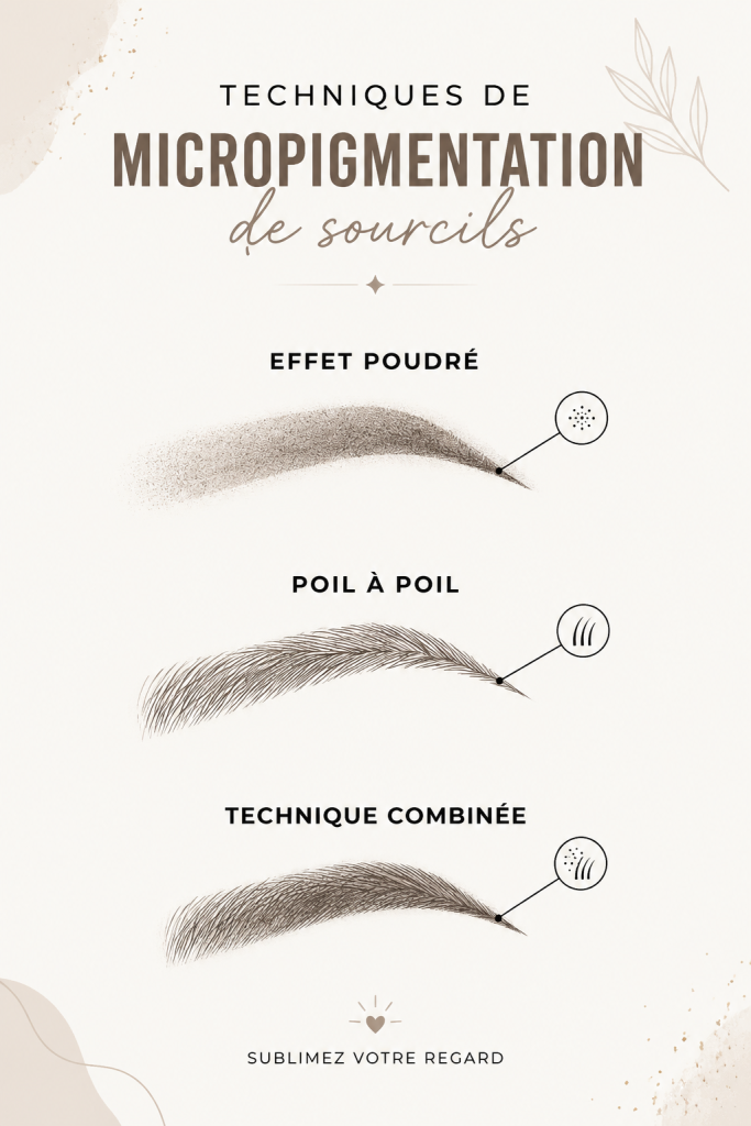 Sourcils dessinés avec soin grâce à une technique de micropigmentation.
