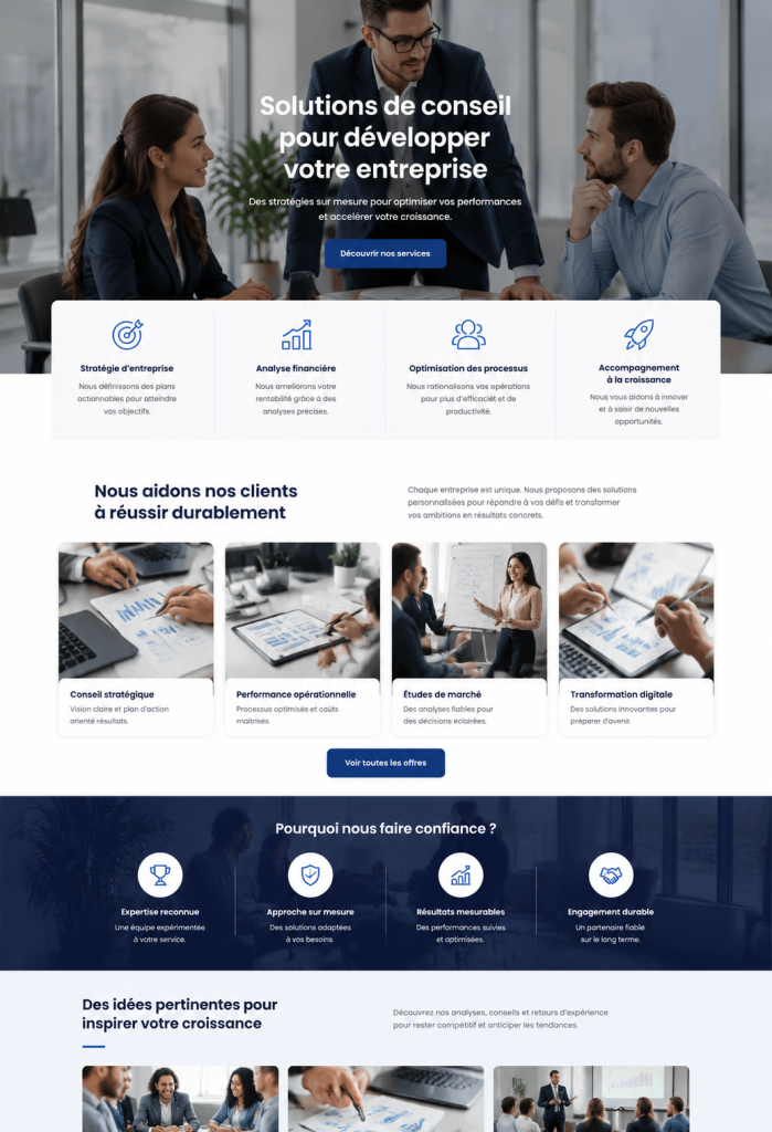 Template Elementor pour site professionnel avec design moderne