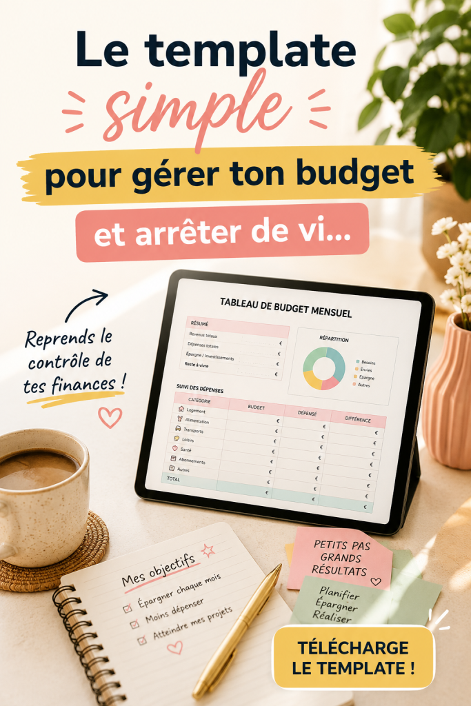 Template visuel pour la gestion de budget quotidien