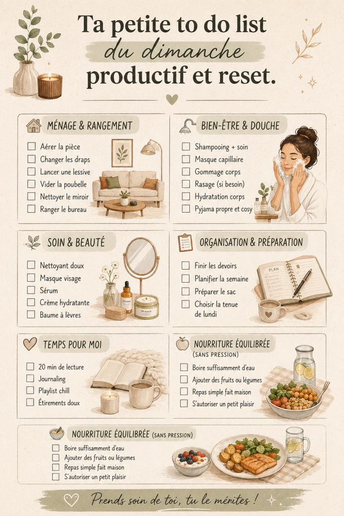 Illustration d'une to-do list manuscrite et un stylo posés sur une table avec une ambiance sereine