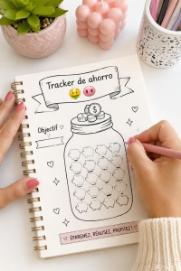 Femme utilisant un tracker de dépenses en regardant ses finances
