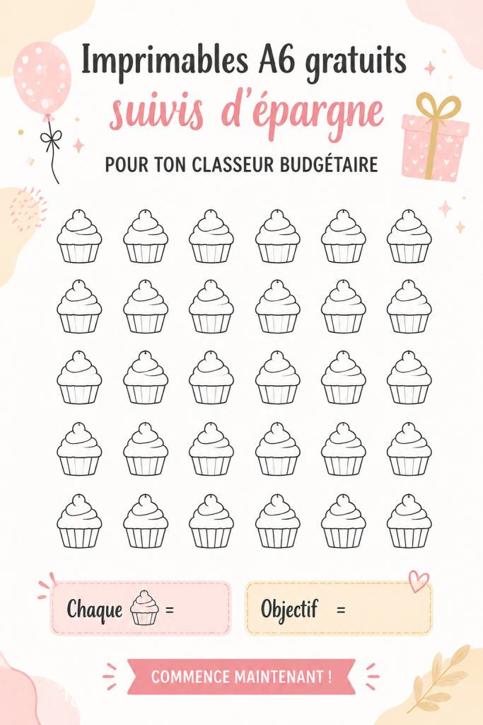 Un tableau de suivi d'épargne imprimable avec des sections pour les dépenses et les économies.