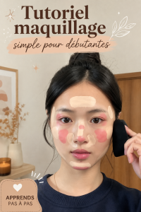 Une femme appliquant un maquillage simple et naturel, en suivant un tuto.