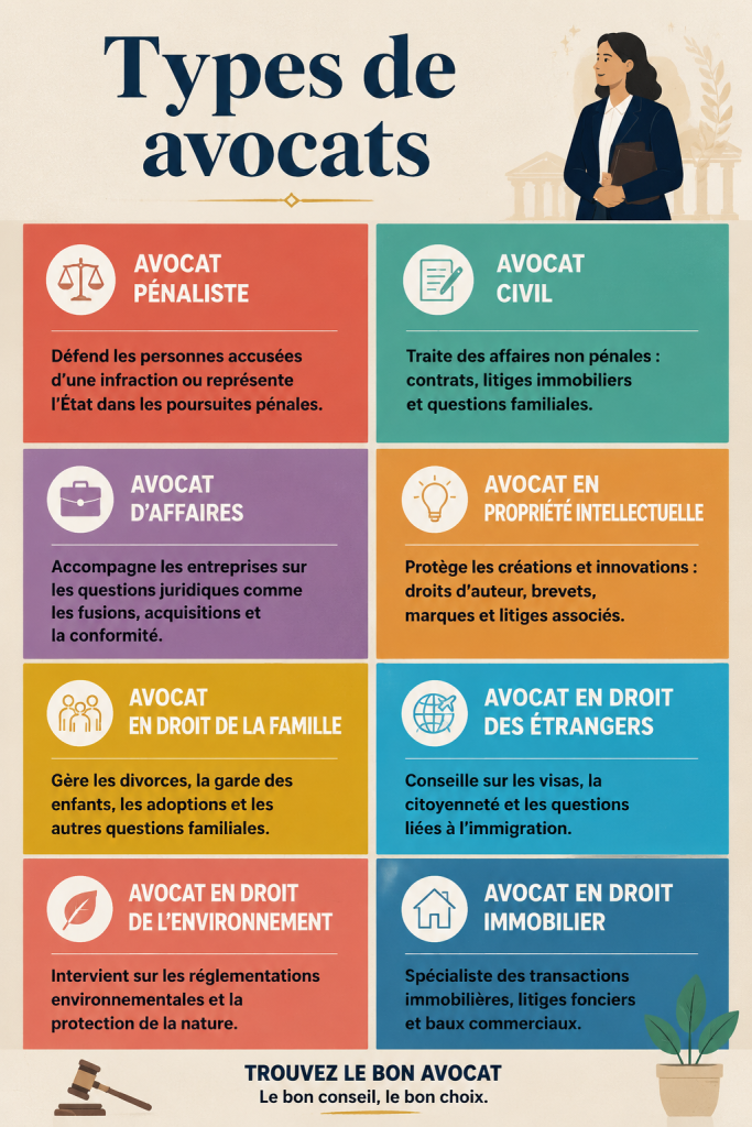 Un avocat consulté avec un client pour discuter des types d'avocats et de leurs rôles