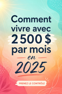Femme souriante consultant son budget mensuel de 2500€ avec des notes et un ordinateur.
