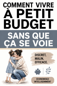 Une femme souriante dans un marché, comparant des prix avec un panier plein de produits frais.