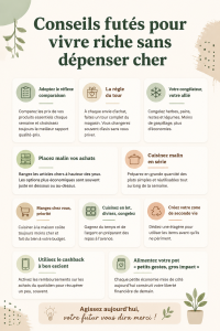 Une femme souriante dans sa cuisine, préparant un repas frugal et délicieux.