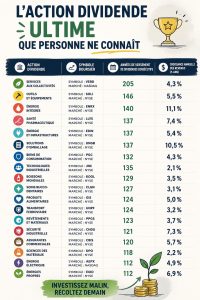 Une graphique montrant des rendements d'actions à dividende avec des éléments visuels engageants.
