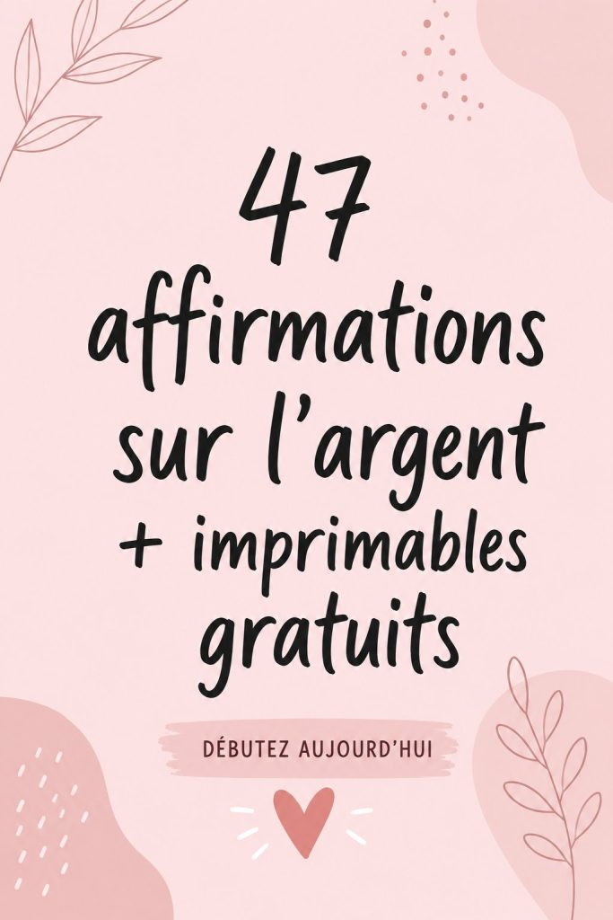 Collection de 47 affirmations d'argent sur un fond inspirant