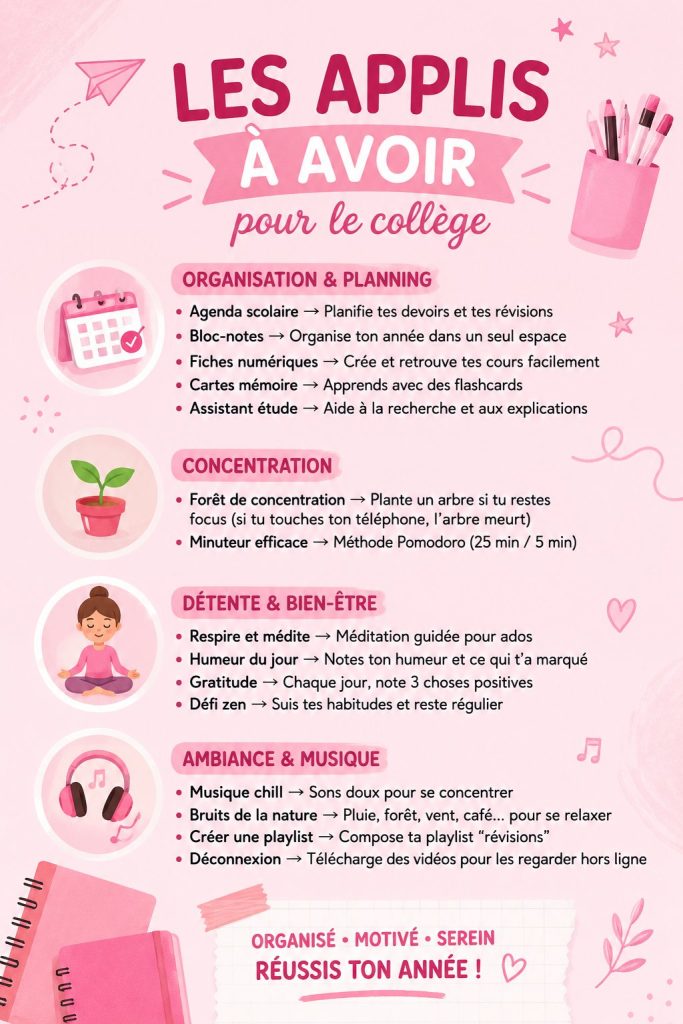 Un collage d'icônes d'applications éducatives pour le collège