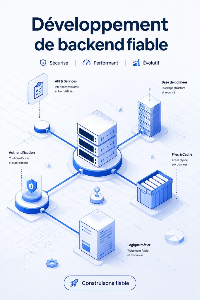 Image illustrant le développement d'un backend fiable avec des codes informatiques