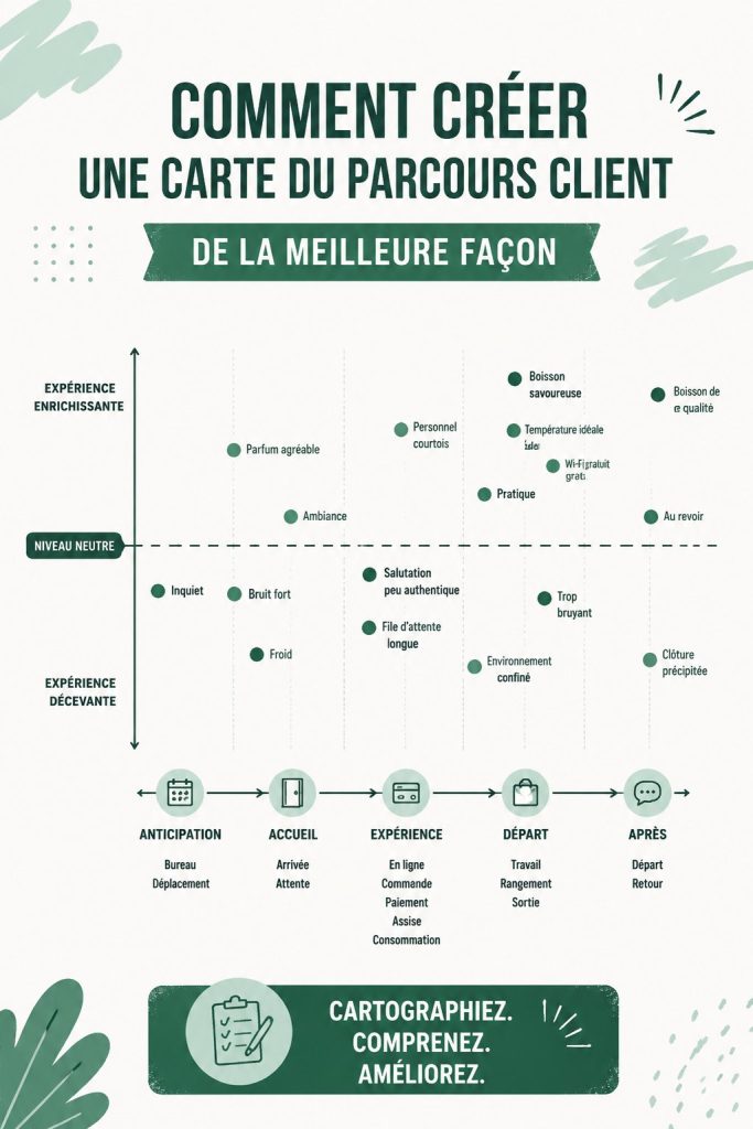 femme travaillant sur la création d'une carte du parcours client et utilisant des outils numériques