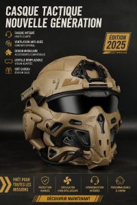 Casque tactique moderne avec visière et écouteurs intégrés