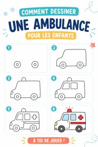 Dessin d'une ambulance colorée, idéal pour les enfants