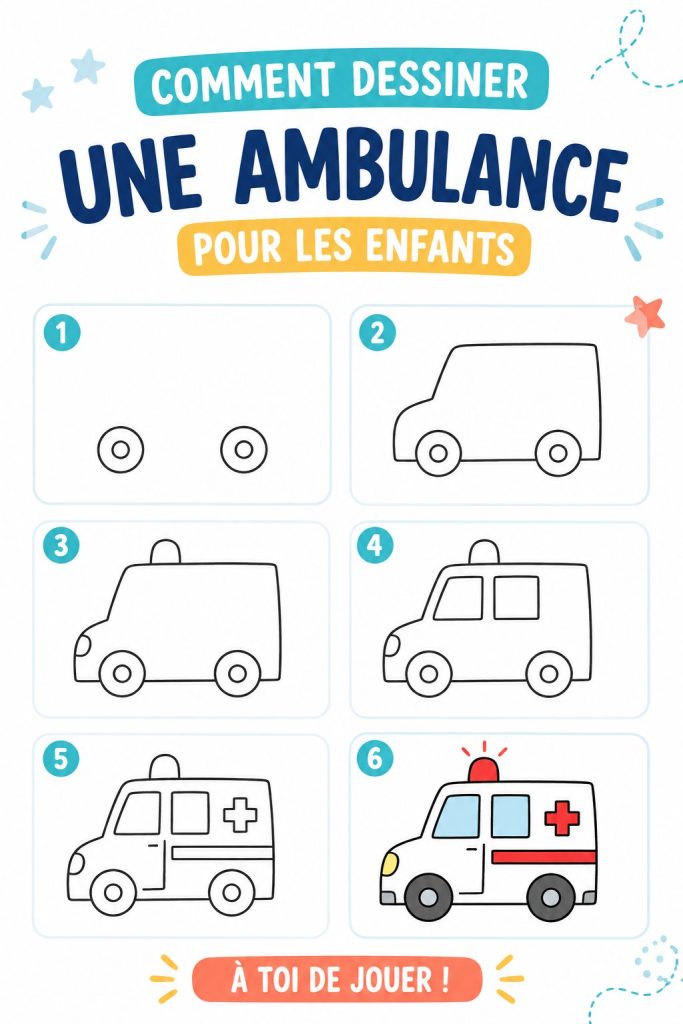 Dessin d'une ambulance colorée, idéal pour les enfants