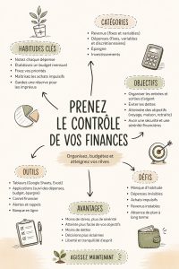 Femme souriante prenant des notes sur ses finances personnelles.