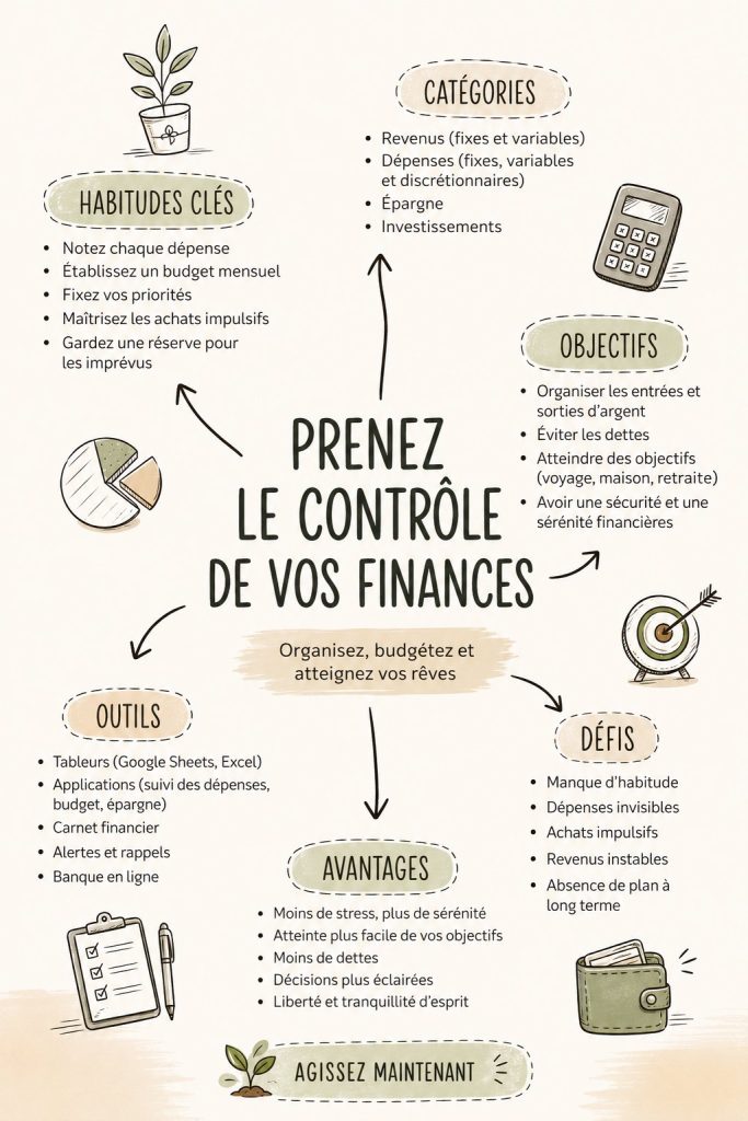 Femme souriante prenant des notes sur ses finances personnelles.