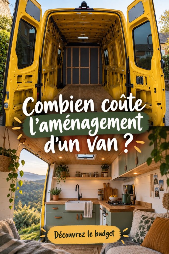 Van aménagé avec un intérieur fonctionnel et accueillant.