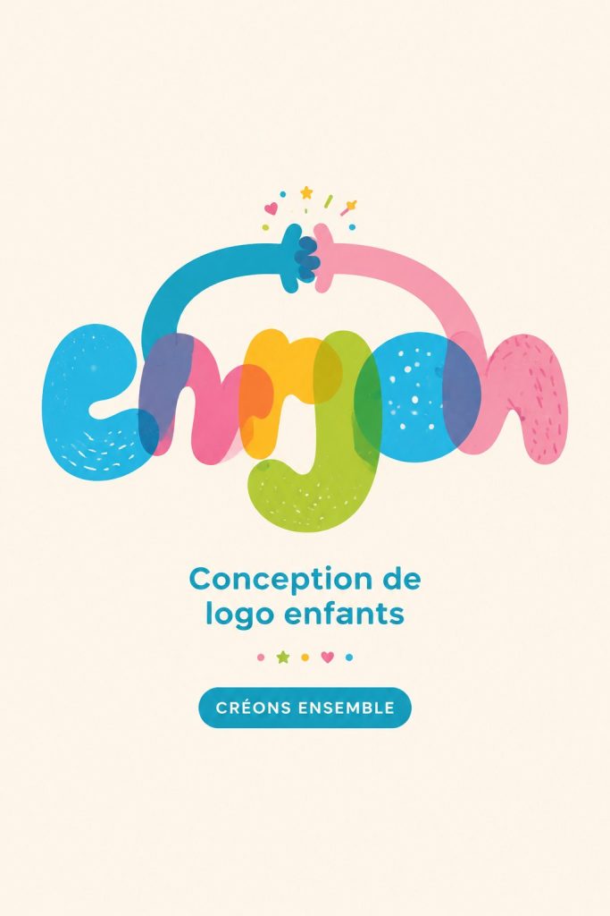 Un exemple de logo ludique conçu pour un enfant, utilisant des couleurs vives et des formes amusantes.