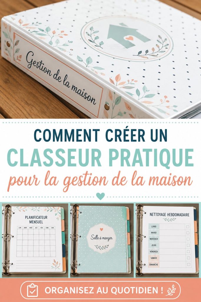 Classeur de gestion familial sur une table, organisé et pratique