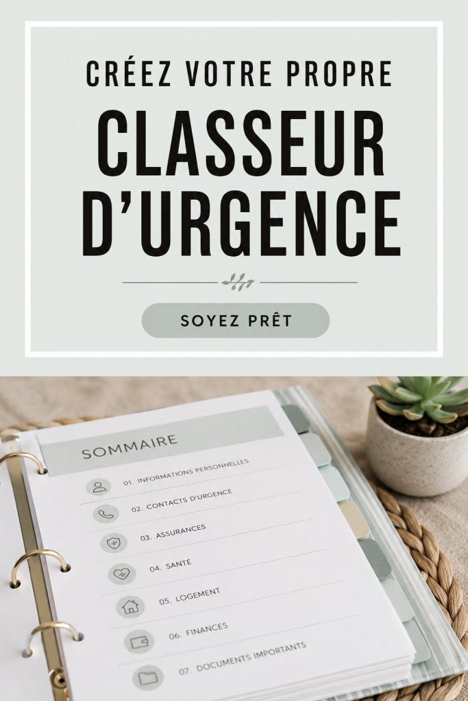 Image d'un dossier d'urgence bien organisé sur une table avec des listes et des contacts
