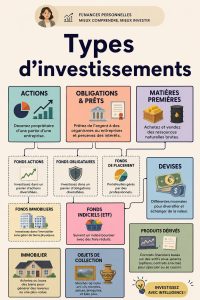 Une femme souriante examinant des documents financiers pour investir.