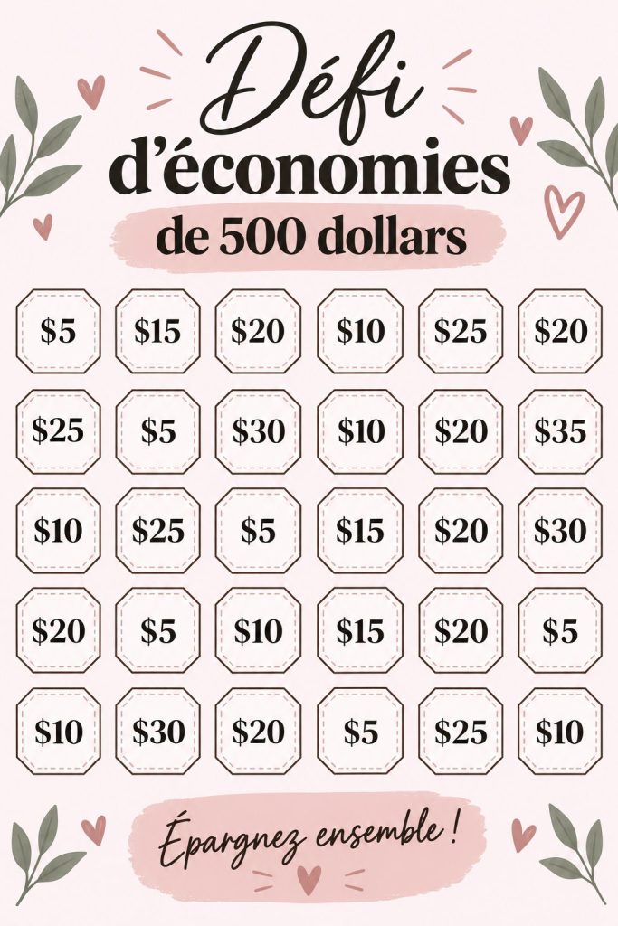 Femme souriante comptant des économies pour son objectif financier d'épargne de 500 dollars.