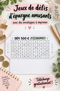 Enveloppes imprimables colorées pour des défis d'épargne ludiques