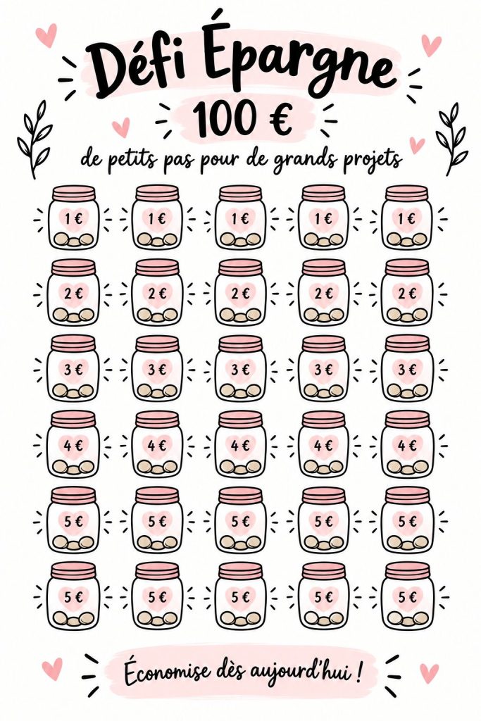 Femme souriante tenant un carnet de suivi des défis d'épargne, illustrant des habitudes financières positives.
