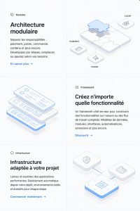 Une interface de logiciel avec un design grille mettant en valeur ses fonctionnalités