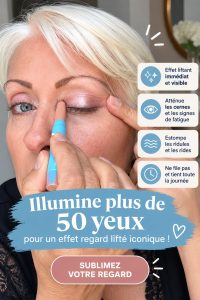 L'illustration d'un maquillage des yeux effet liftant avec des produits coréens.