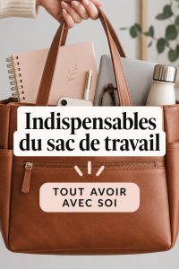Un élégant sac de travail en cuir rempli d'éléments essentiels pour femmes