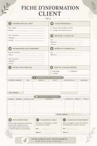 Fiche client bien conçue avec des informations importantes pour les entreprises