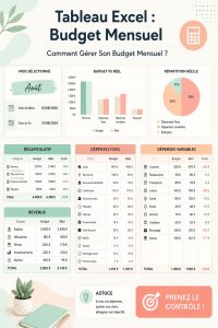 Un exemple de tableau Excel pour la gestion d'un budget mensuel.