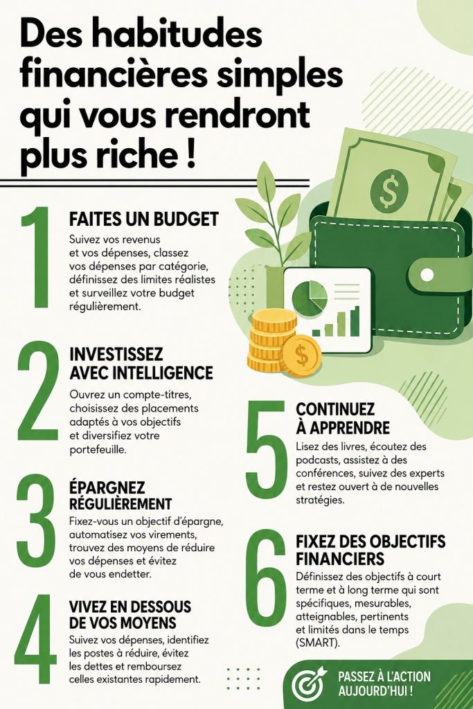 Femme tenant un carnet de budget et un stylo, prête à adopter des habitudes financières simples.