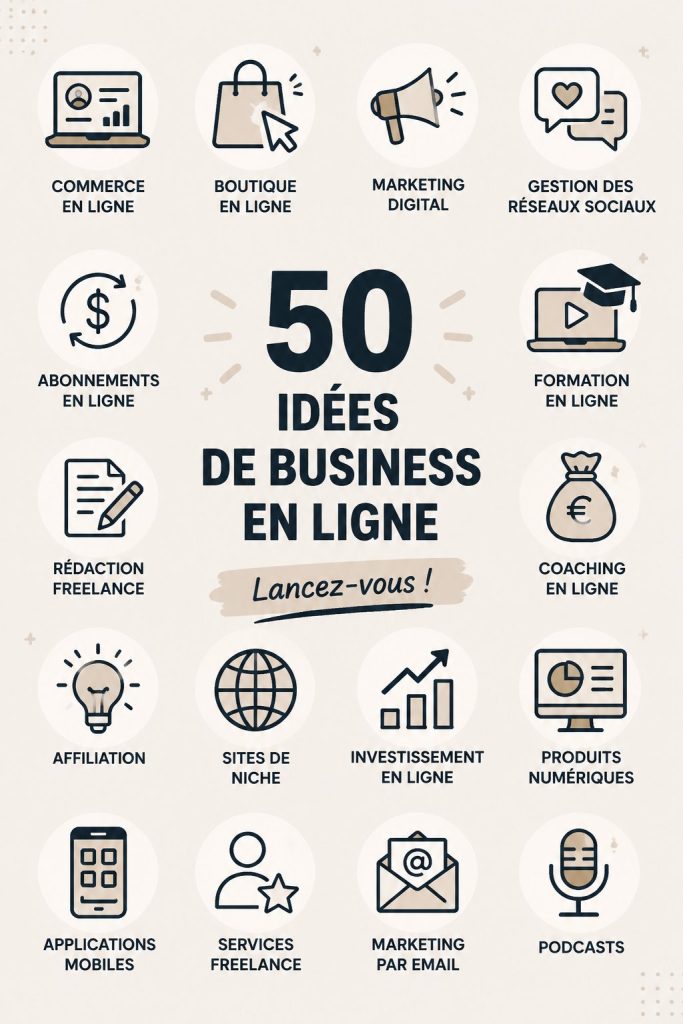 Femme regardant son ordinateur tout en prenant des notes sur des idées de business en ligne.