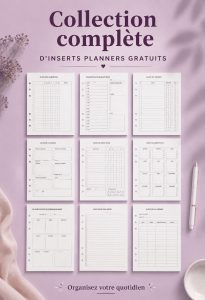 Collection d'inserts de planner gratuits à télécharger pour une organisation optimale.
