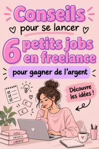 Femme travaillant sur un ordinateur à domicile, explorant des idées de jobs freelance.