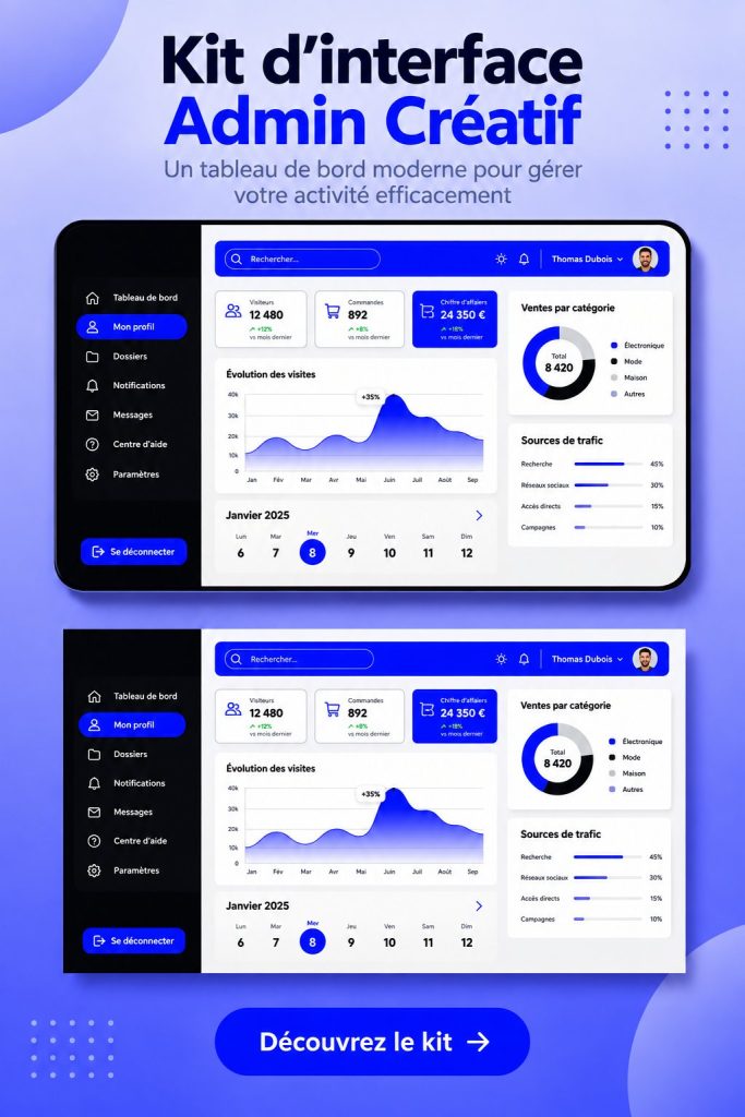 Illustration d'un kit UI de tableau de bord créatif et fonctionnel