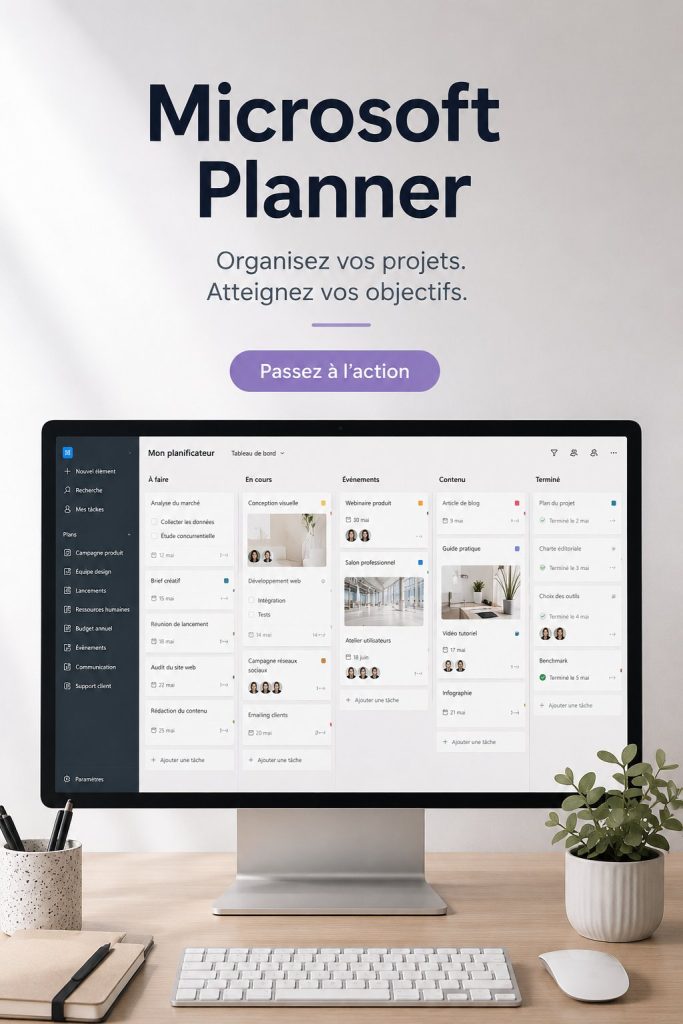 Interface de Microsoft Planner montrant un tableau de gestion des tâches
