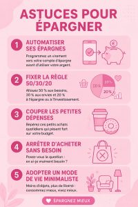 Femme souriante organisant son budget de manière minimaliste