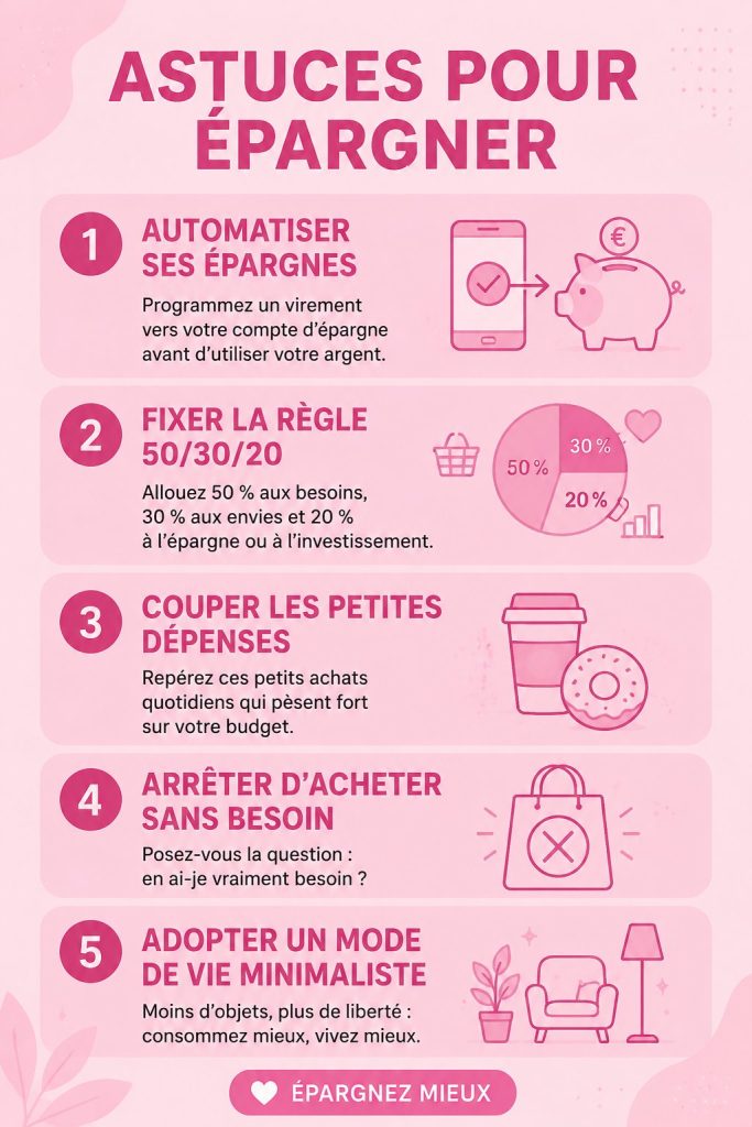 Femme souriante organisant son budget de manière minimaliste