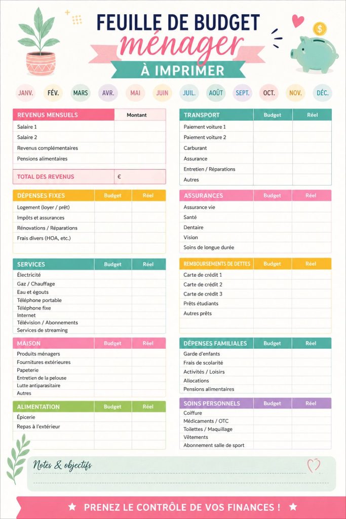 Modèle de budget familial à imprimer pour une gestion financière facile